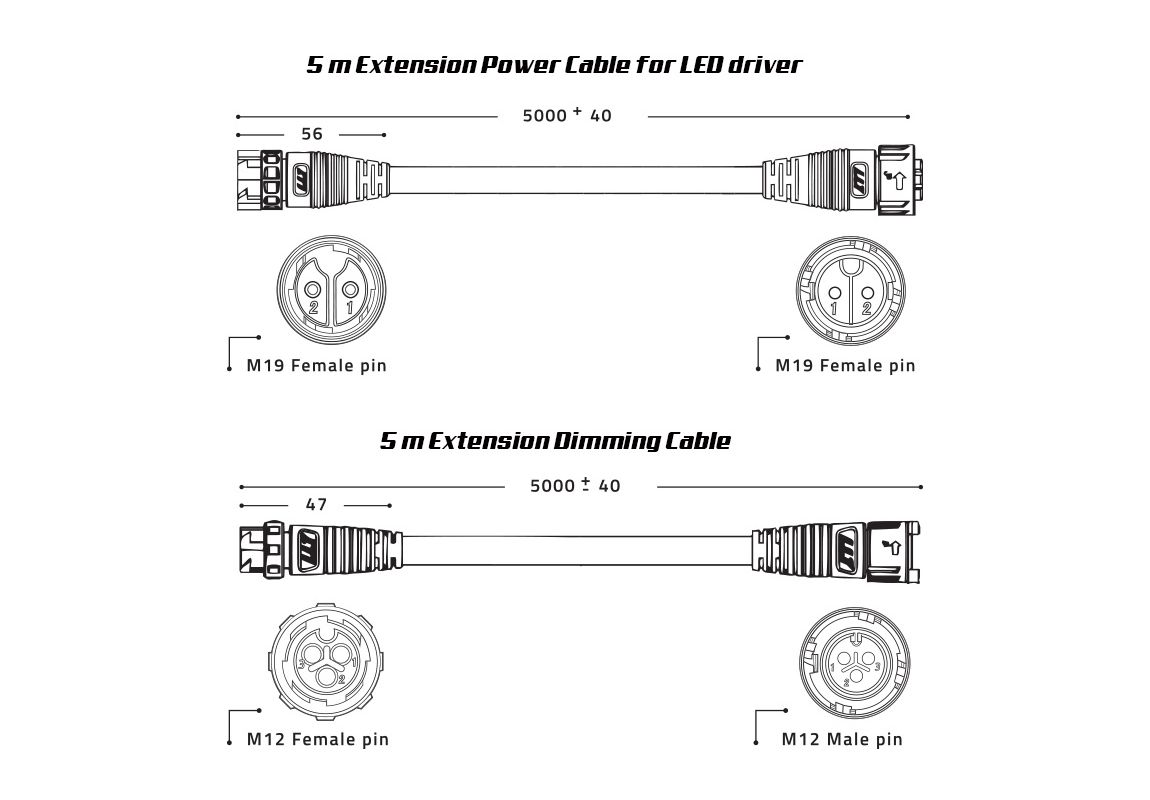 Set Lumatek kablova za LED kontroler / prigušnicu 5 m (2 kom)